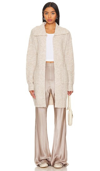 Kara Wrap Cardigan in Oatmeal | Revolve Clothing (Global)