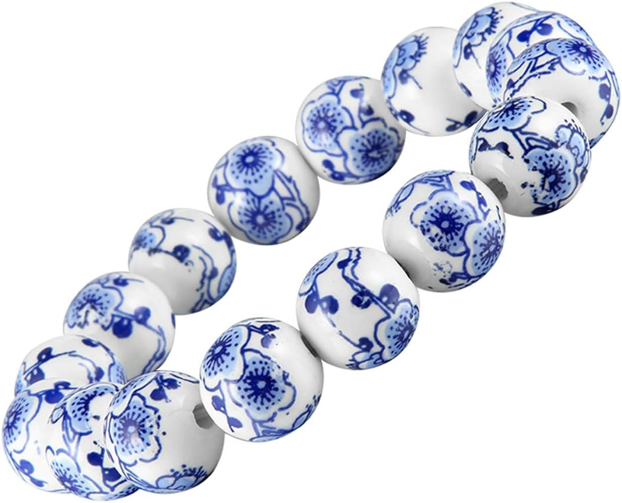 Women Porcelain Beads Bracelet Vintage Style Blue And White Porcelain Ceramics Wrist Bracelet | Amazon (US)