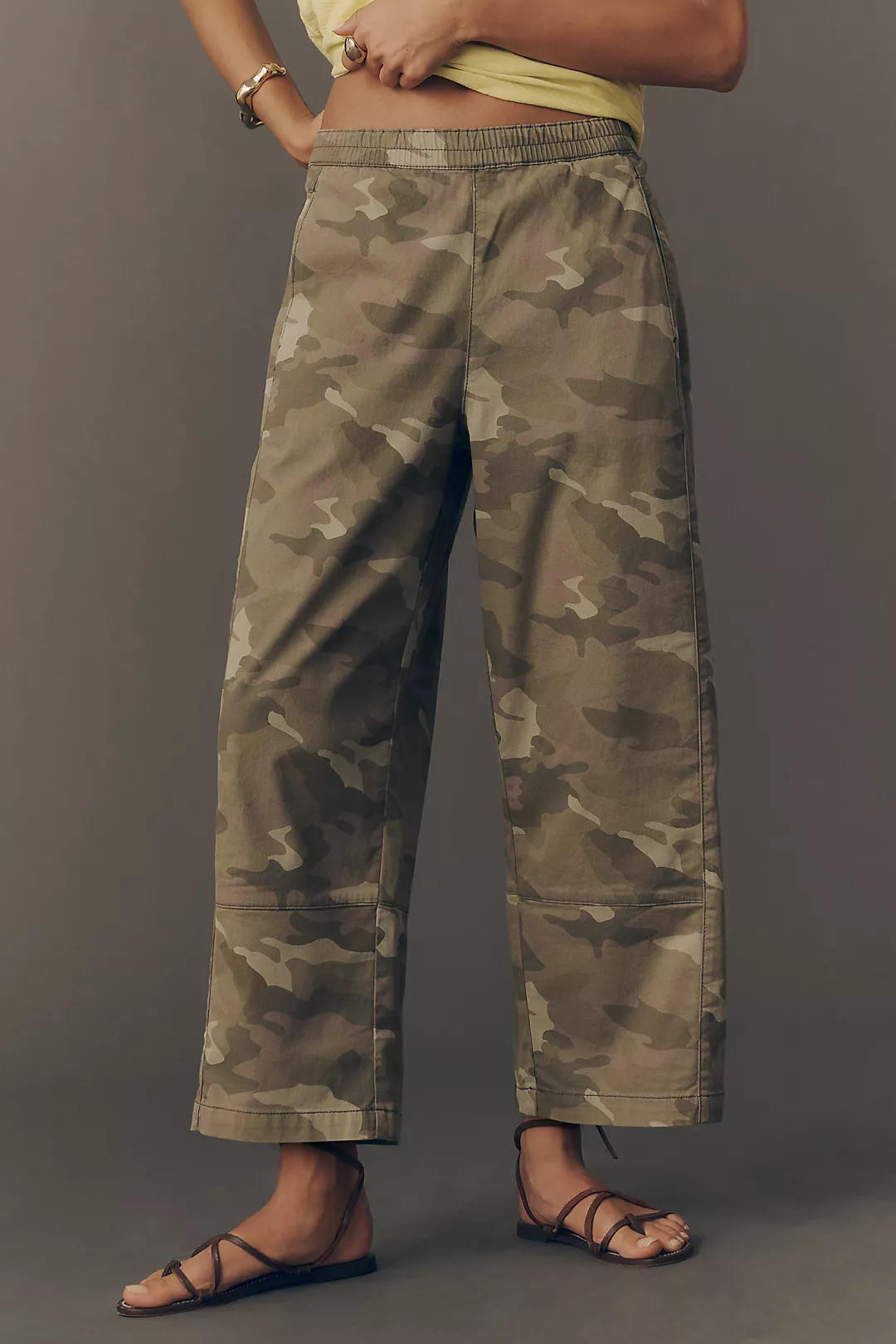 Pilcro Izzie Relaxed Printed Pull-On Barrel Pants | Anthropologie (US)