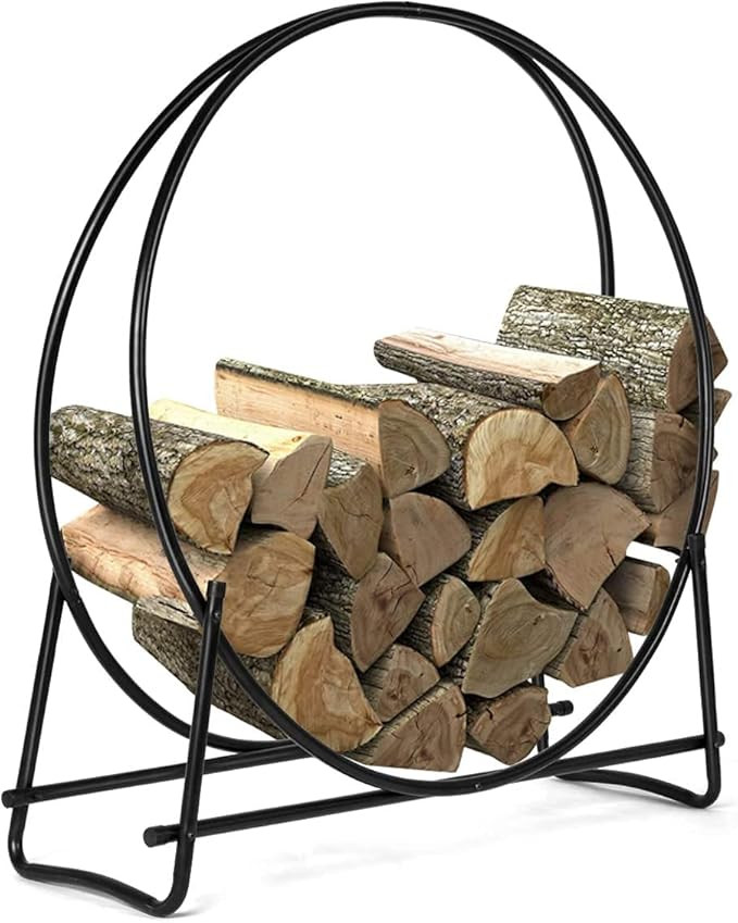 GOFLAME 41 Inch Firewood Log Rack, Round Tubular Steel Fireplace Wood Storage Holder for Indoor &... | Amazon (US)