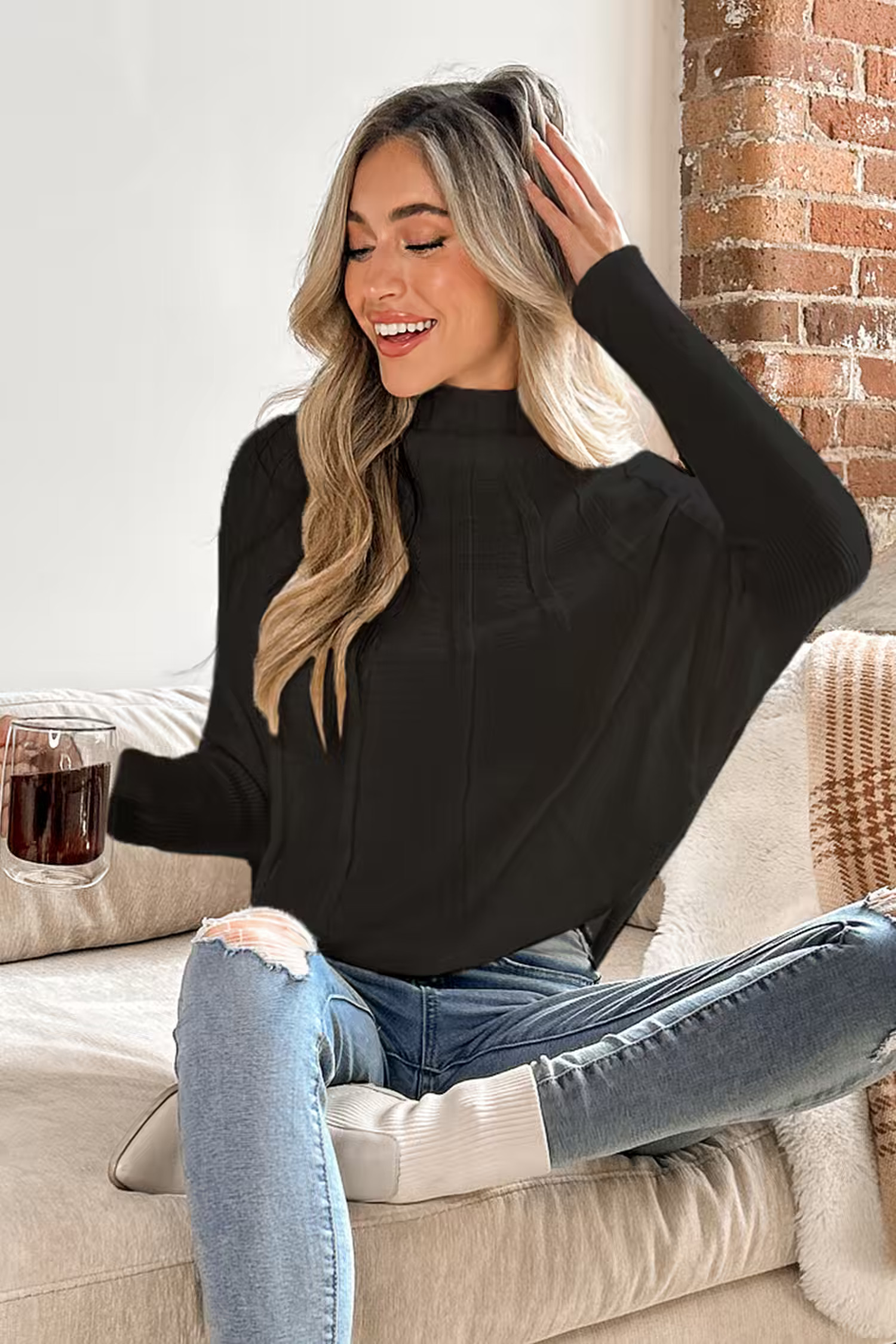 Mock Neck Gigot Sleeve SweaterHOT | Cupshe US