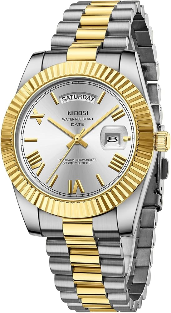 NIBOSI Men Watches Analog Quartz Stainless Steel Rose Gold Silver Watches for Men Waterproof Busi... | Amazon (US)