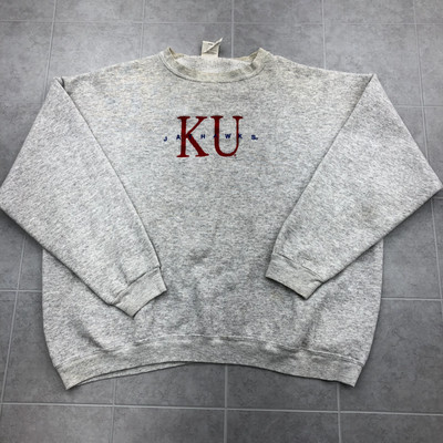 Vintage Briar Creek Gray Embroidered KU Jayhawks Sweatshirt Adult Size 2XL   | eBay | eBay US