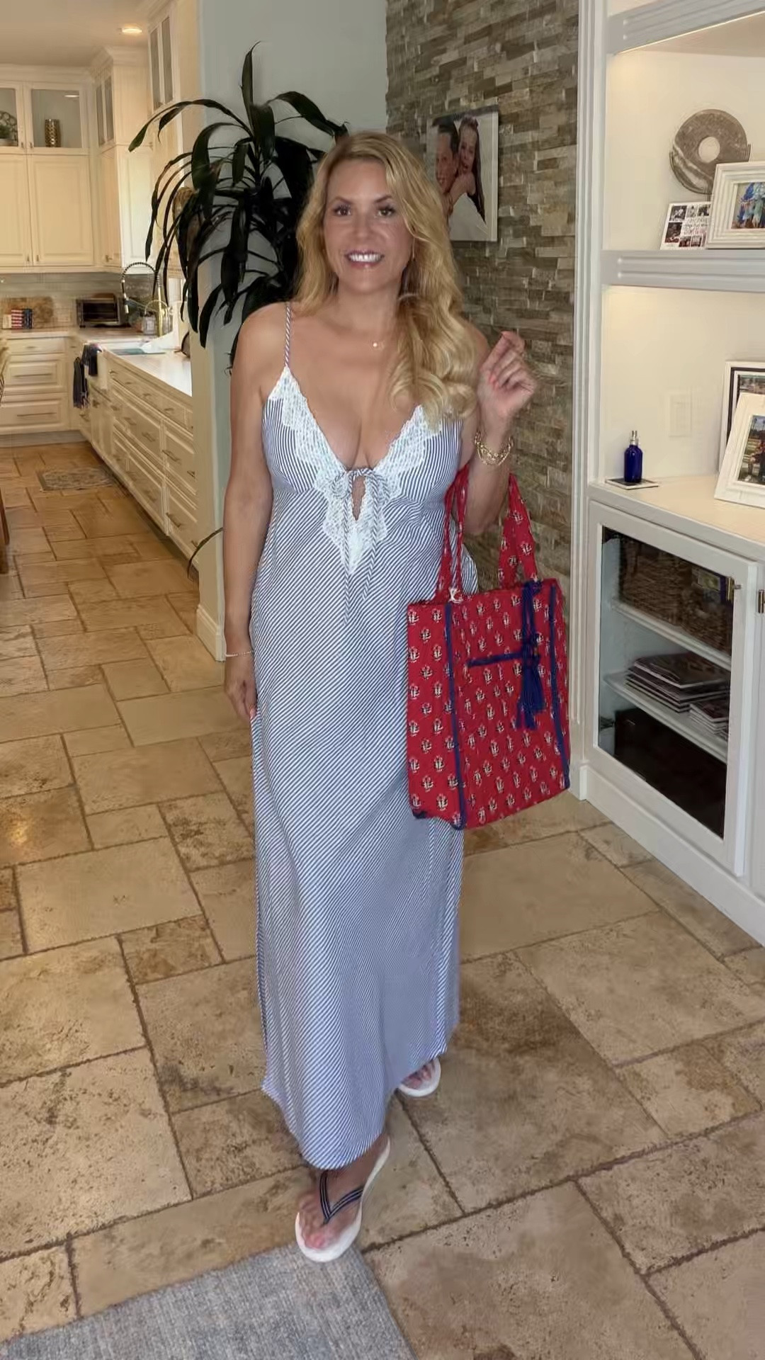 Love this long dress that could be a cover up or dress for 4th of July. This quited tote is the perfect assessory!

#LTKmomlife #LTKOver40 #LTKSwim