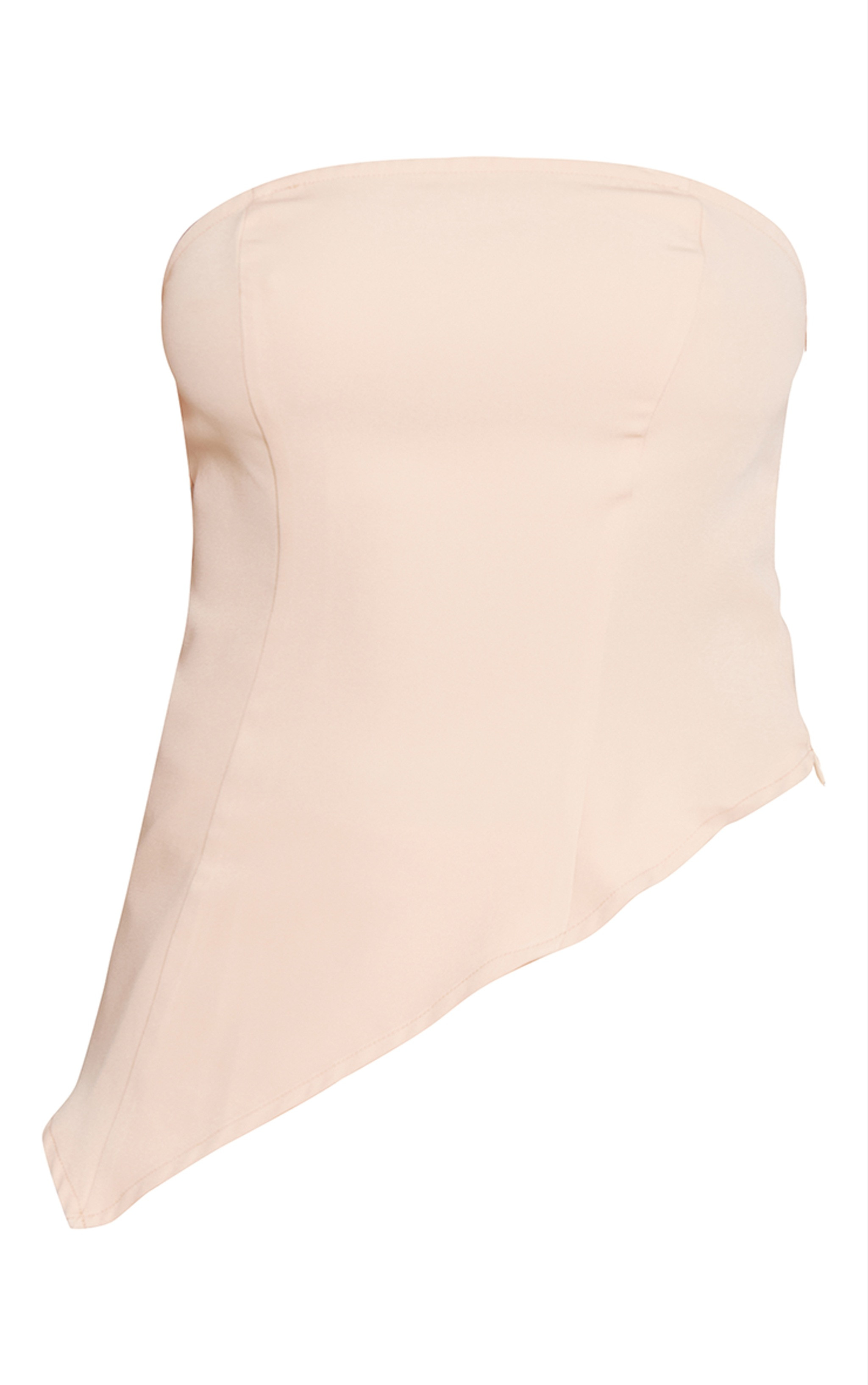 Stone Woven Bandeau Seam Detail Asymmetric Hem Top | PrettyLittleThing US