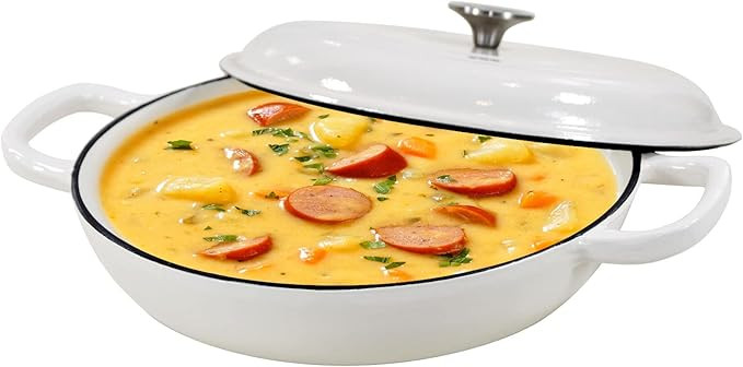 Cast Iron Dutch Oven 3.8 Quart Dutch Oven Pot with lid White Heavy Duty Dutch Oven Dual Handles P... | Amazon (US)