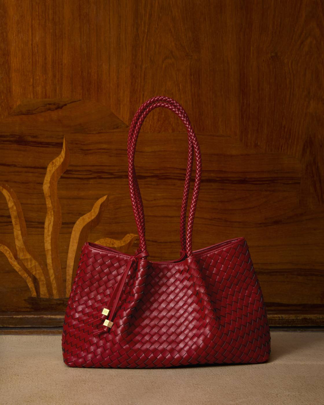 Nova Hand Woven Small Shoulder Tote in Crimson | Katie Loxton Ltd. (UK)
