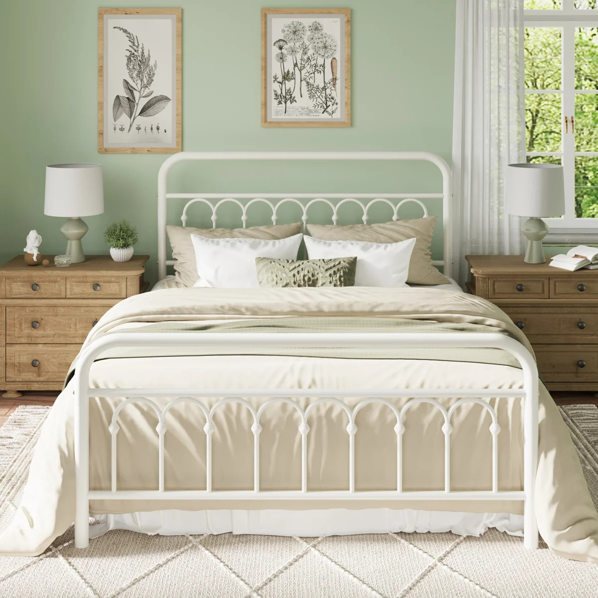 Vintage Style Metal Platform Bed Frame With Arch-Design Headboard And Footboard | Wayfair North America