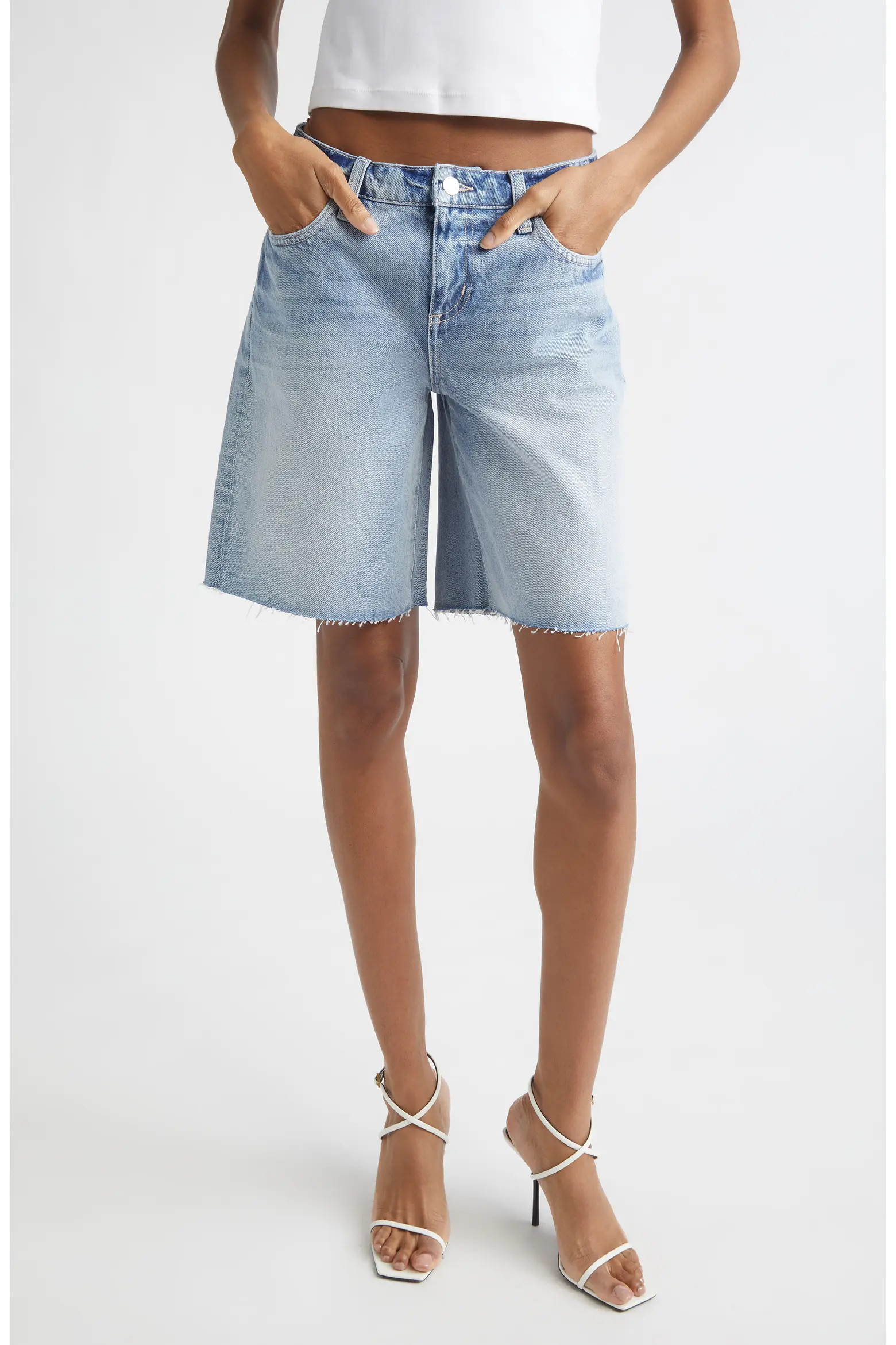 River Raw Hem Denim Bermuda Shorts (Women) | Nordstrom | Nordstrom