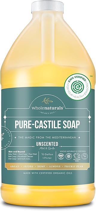 WHOLENATURALS Pure Castile Soap Liquid, EWG Verified & Certified Palm Oil Free Unscented, Natural... | Amazon (US)