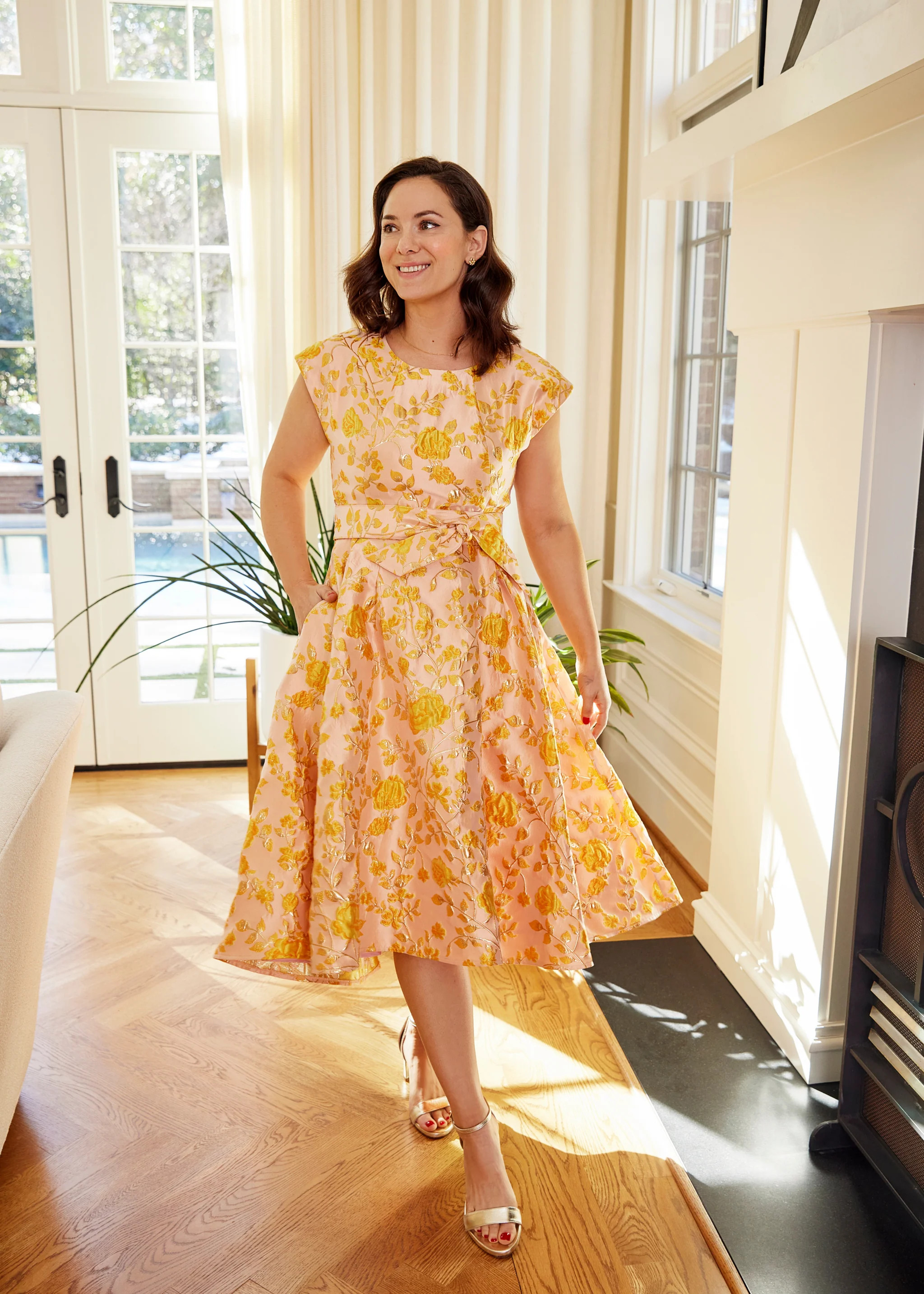 Olivia Dress Harvest Jacquard | Abbey Glass