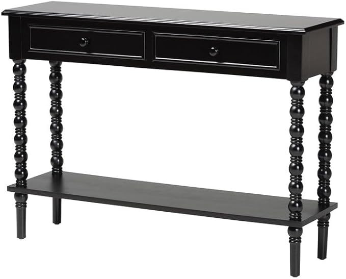 Oasis NDA Black Wood 2-Drawer Console Table with Spindle Legs 45.3" W x 13" D x 32.3" H Firwood &... | Amazon (US)