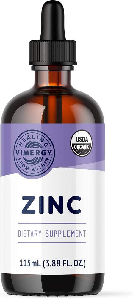 VIMERGY USDA Organic Zinc Supplements for Women & Men (7.5mg Liquid Zinc Per Serving) Fast-Absorb... | Amazon (US)