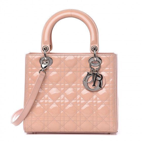 Patent Cannage Medium Lady Dior Pale Pink | Fashionphile