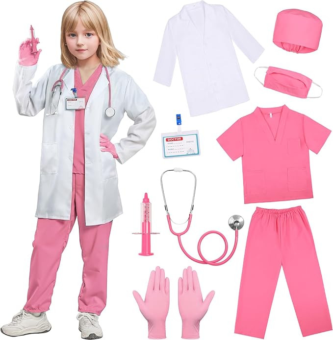 Doctor Costume for Kids Toddler Girls Boys Doctor Costume with Lab Coat Halloween Party Dress Up | Amazon (US)