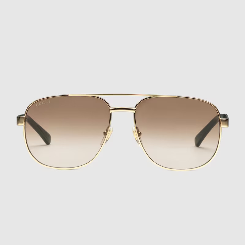 GUCCI Navigator Frame Sunglasses, Gold | Gucci (US)