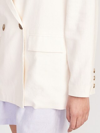 Double-Breasted Linen-Blend Blazer for Women | Old Navy (US)