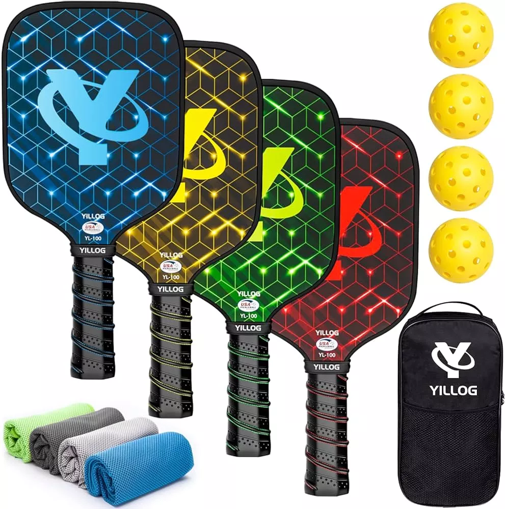 AOPOUL Pickleball Paddles, Pickleball Set with 4 Premium Wood