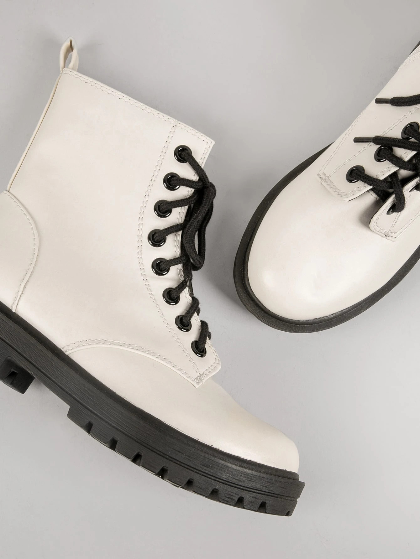 Faux Leather Lace Up Combat Boots | SHEIN