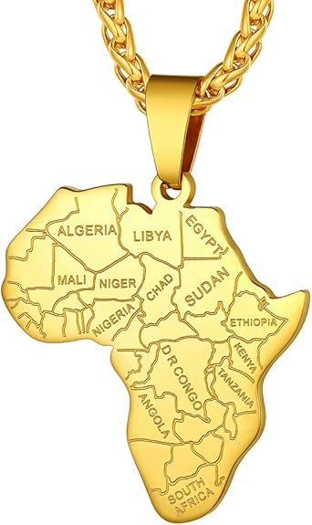Richsteel National Borders/African Map Necklace for Men Women Stainless Steel/18K Gold Plated Tri... | Amazon (US)