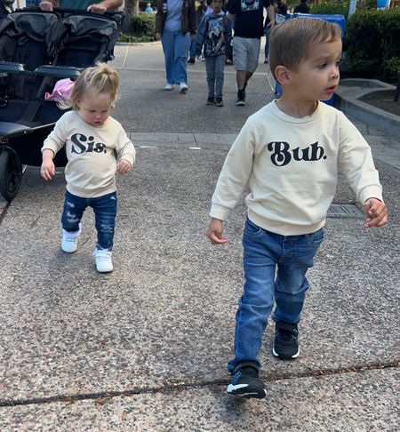 Brother and sister sweaters for toddlers. If you’re in between sizes make sure you size up. Bub and Sis sweaters. The cutest toddler sweaters  

#LTKbaby #LTKSeasonal #LTKkids