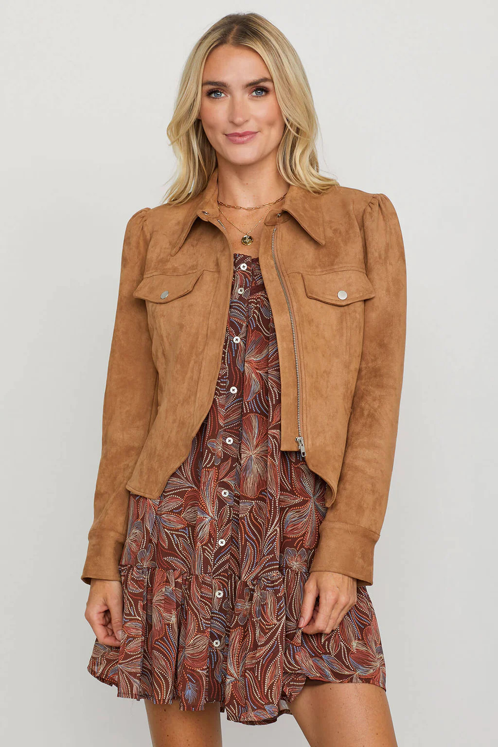 Fate Faux Suede Puff Sleeve Jacket | Social Threads