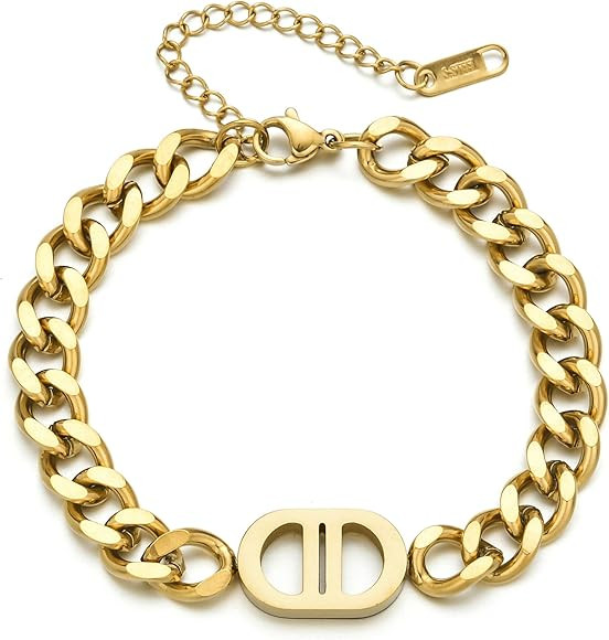 MITITEE Gold Silver Cuban Link Bracelets for Women Cuban Curb Chain Bracelet Stackable Miami Cuba... | Amazon (US)