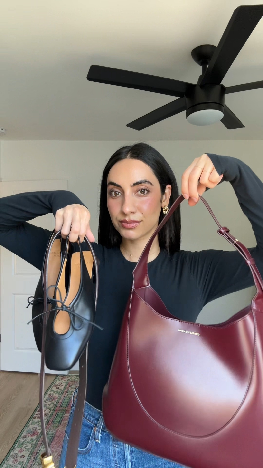 Burgundy accessories compliment black so well 🫶🏼✨ 

Leather tote bag, Charles & Keith, sezane shoes, Levi’s jeans, Abercrombie bodysuit 

#LTKStyleTip #LTKItBag #LTKShoeCrush