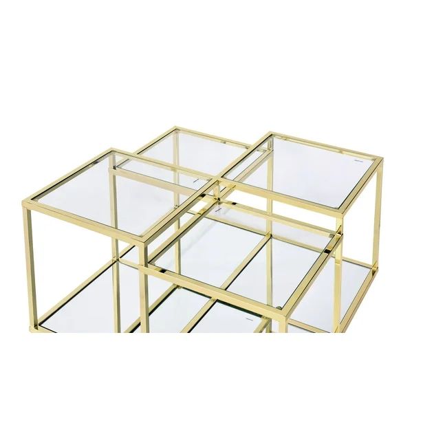 Acme Furniture Uchenna Coffee Table in Clear Glass & Gold Finish | Walmart (US)