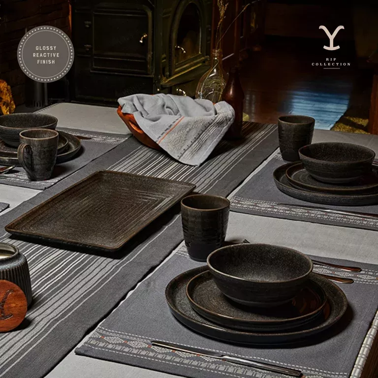 Yellowstone 12-Piece Ceramic Dinnerware Set, Beth Collection