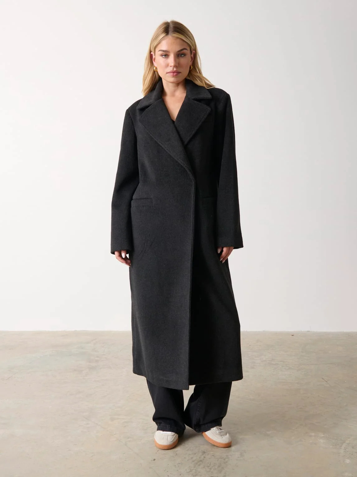 Ezra Boxy Collared Coat - Charcoal | Pretty Lavish (UK)