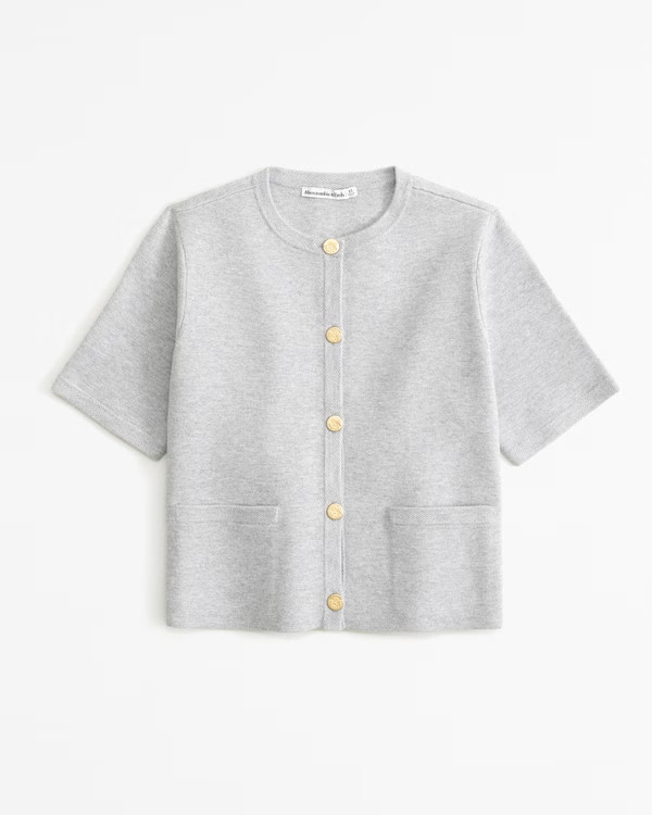 Women's LuxeLoft Short-Sleeve Cardigan | Women's Tops | Abercrombie.com | Abercrombie & Fitch (US)