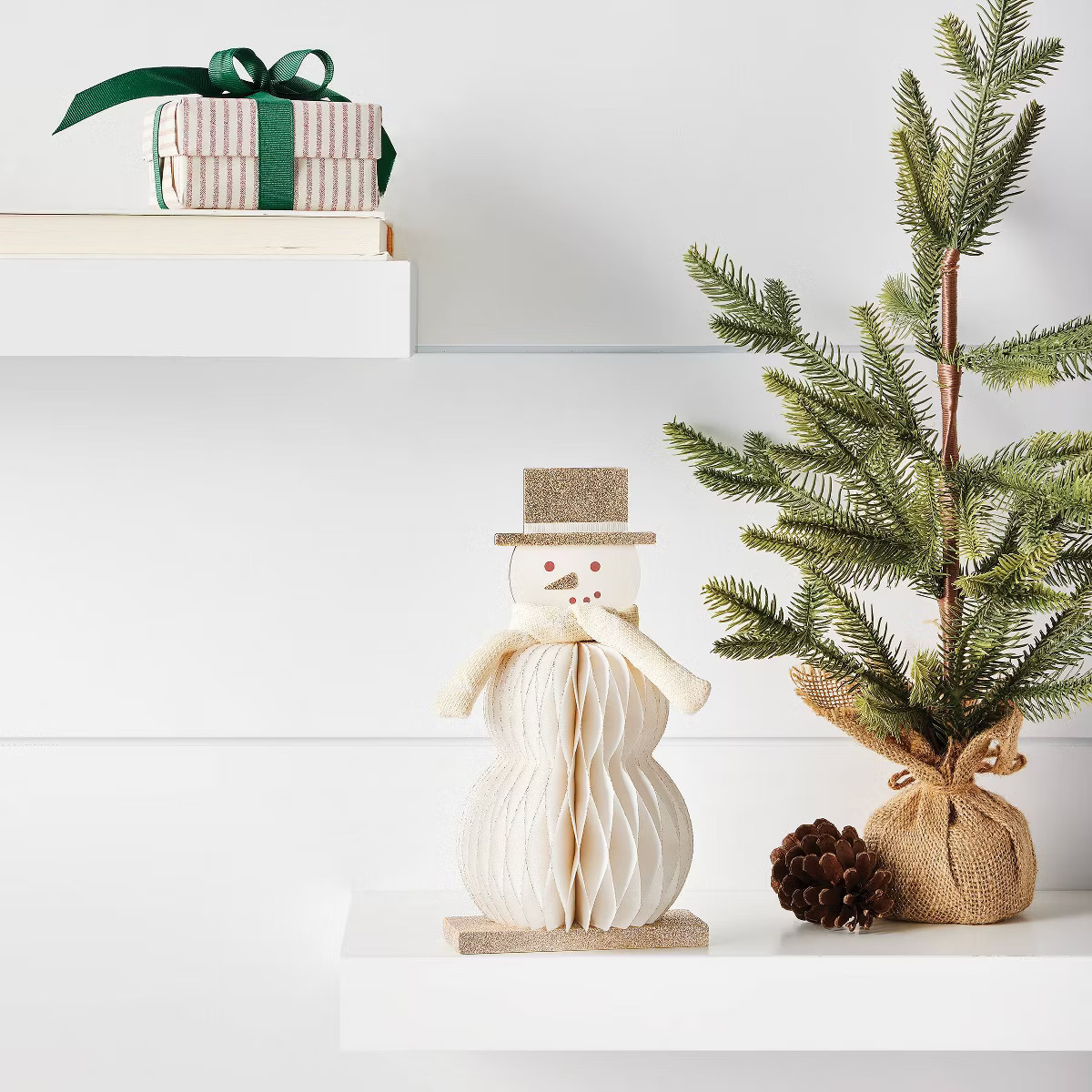 Honeycomb Christmas Snowman Figurine - Wondershop™: Indoor Tabletop Decor, Paper & Wood, 9" Hei... | Target