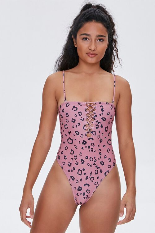Leopard Print Crisscross One-Piece Swimsuit | Forever 21 (US)