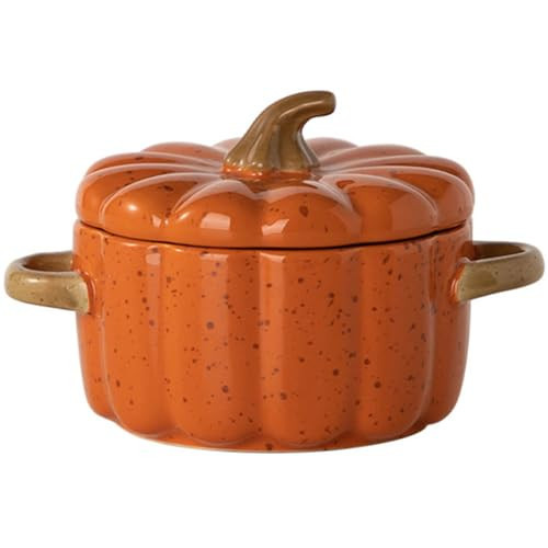 Hgjgwqh Pumpkin Bowl Set with Lid and Handle, Ceramic Casserole Pot Covered Dutch Oven Ceramic Stockpot Mini Baking Dish Pumpkin Shaped Casserole for Thanksgiving Baking Halloween | Amazon (US)