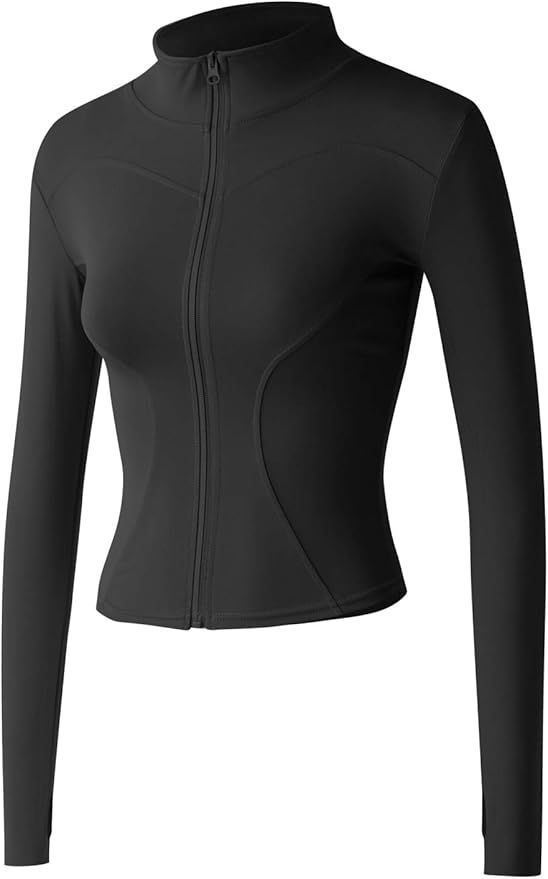 Locachy Women's Lightweight Stretchy Workout Full Zip Running Track Jacket with Thumb Holes | Amazon (US)