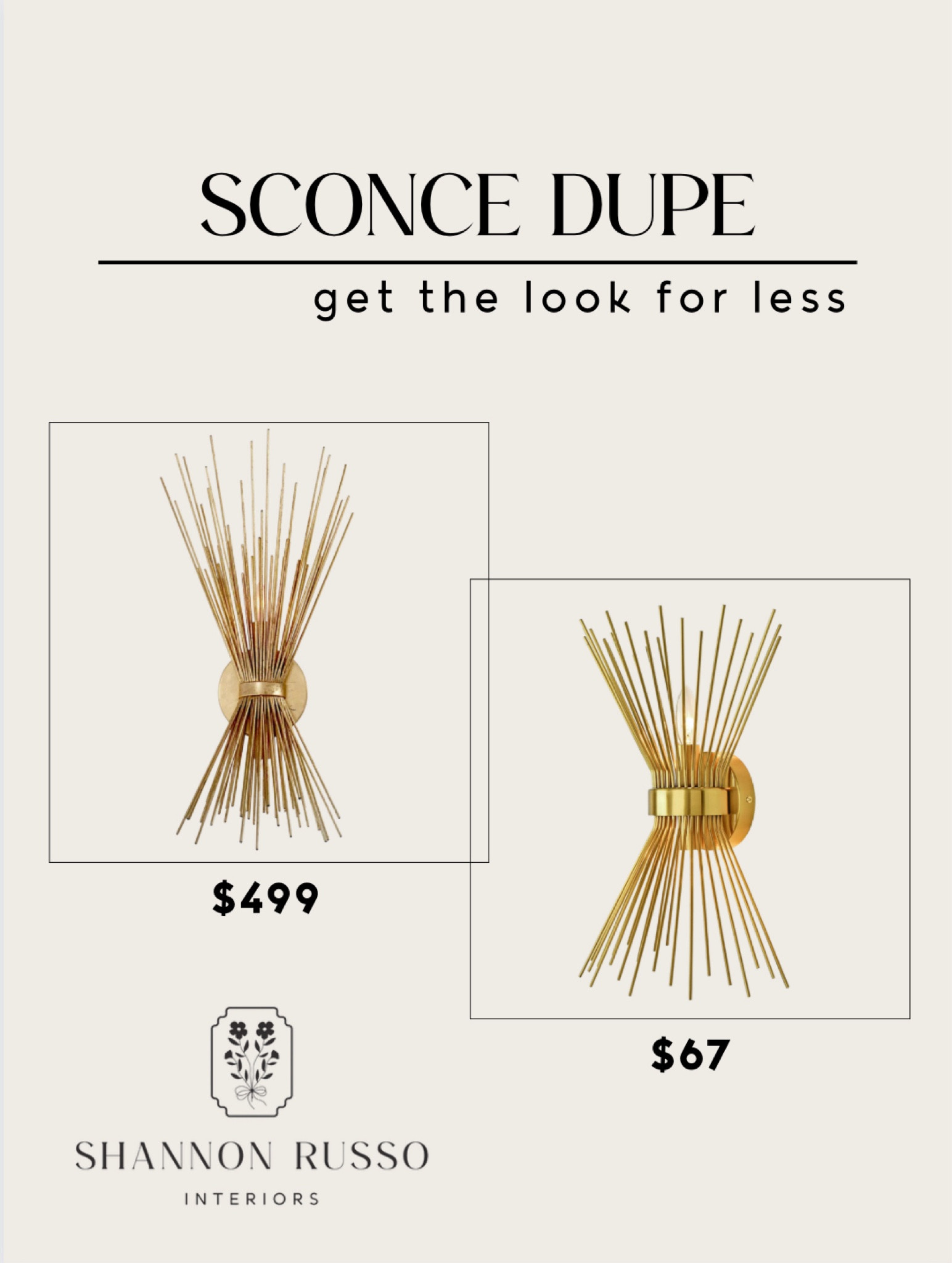 Sconce dupe! Save big time with this Amazon sconce.

#ltklighting #homelighting #lighting 

Gold lighting, bedroom decor, bathroom decor, living room decor, Shannon Russo Interiors, home decor, modern home, chic decor, gold accents, mid century modern, visual comfort

#LTKunder100 #LTKhome #LTKFind