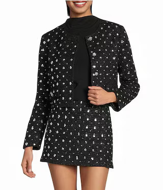 Gianni Bini Brielle Rhinestone Embellished Coordinating Tweed Jacket | Dillard's | Dillard's