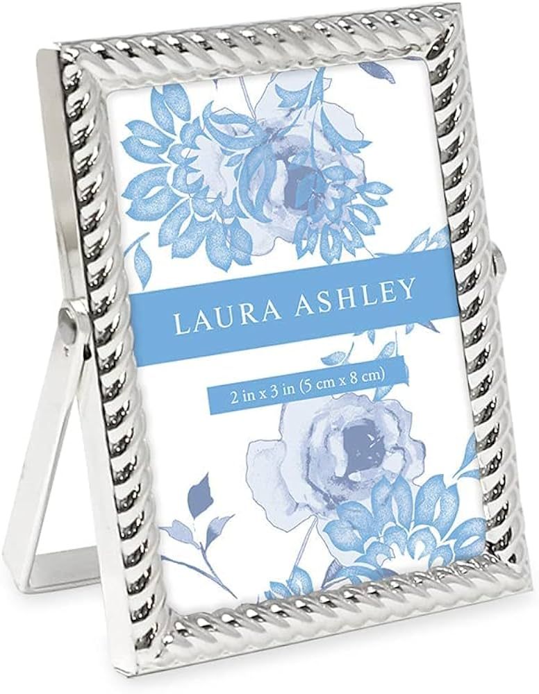 Laura Ashley 2x3 Silver Rope Metal Picture Frame (Vertical) with Pull-Out Easel Stand, Made for T... | Amazon (US)