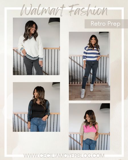 Retro prep fashion available at Walmart!  What’s retro prep?  Think school vibes with plaid, knit sweaters, polos, and rugby look!  These are on sale and affordable! #walmartpartner #walmart #walmartfashion Walmart finds - petite - asian - mom style 

#LTKworkwear #LTKsalealert #LTKunder50