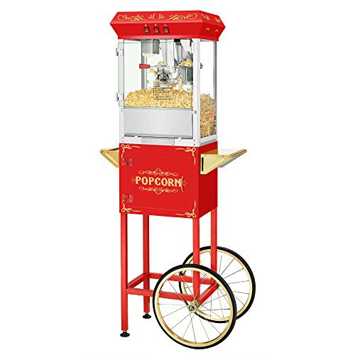 Movie Night Popcorn Machine - 3-Gallon Antique Popper with Cart, 8oz Kettle, Old Maids Drawer, Warming Tray, and Scoop by Great Northern Popcorn (Red) | Amazon (US)
