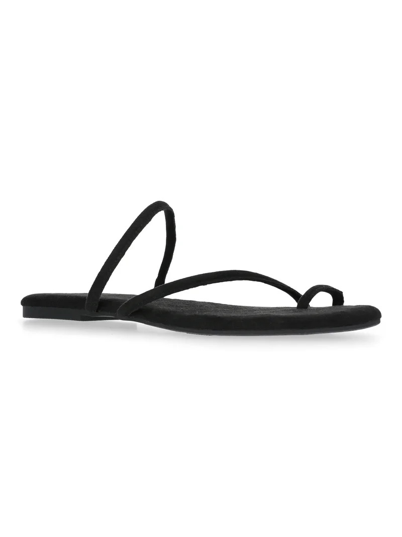 Time and Tru Women's Faux Suede Barely There Toe Loop Sandals | Walmart (US)