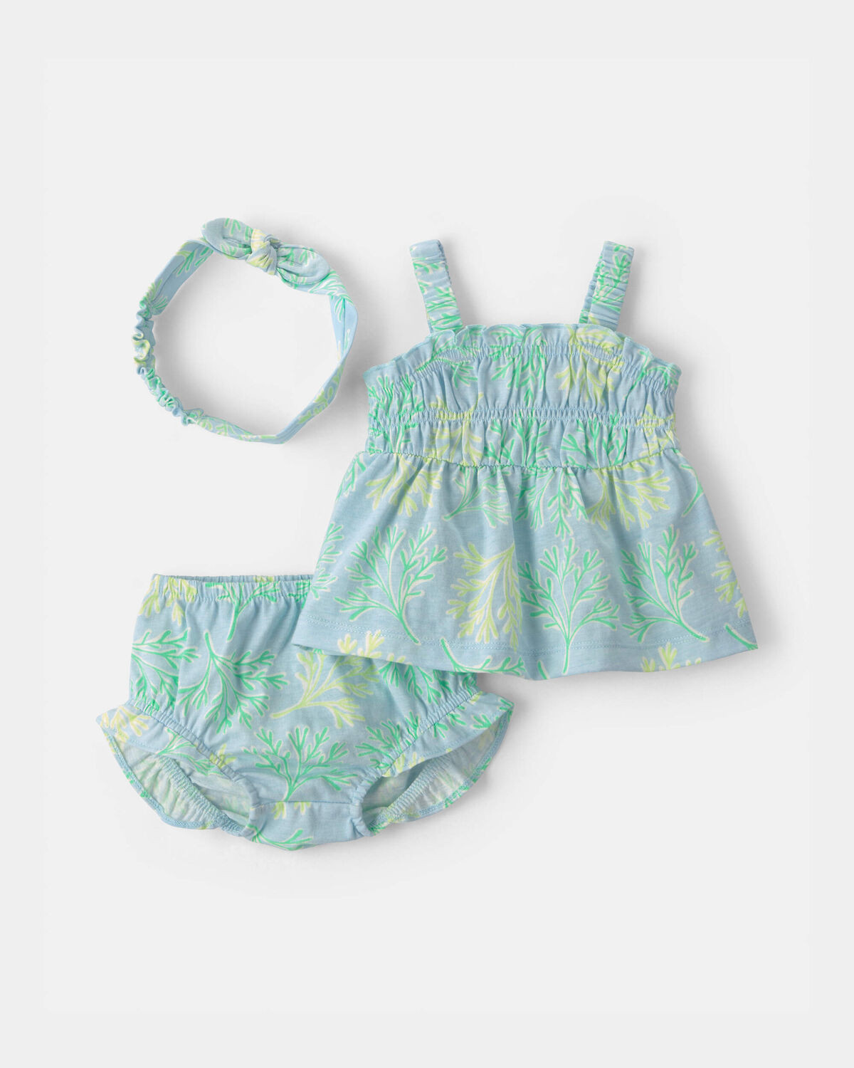 Baby Girl 3-Piece Coral Top & Short Set - Blue/Green | Carter's | Carter's Inc