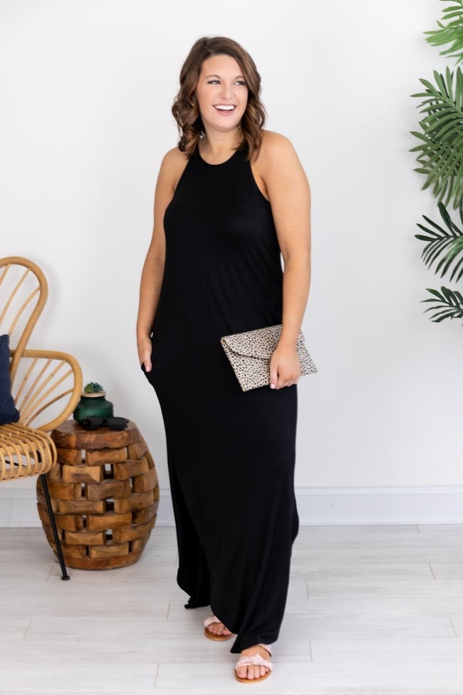 Who I'm Supposed To Be Solid Black Maxi Tank Dress | The Pink Lily Boutique