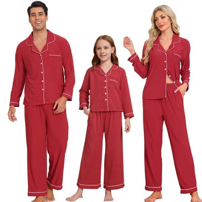 INSPIRE CHIC Christmas Family Pajama Sets Matching Button Down Long Sleeve Top with Pants Sleepwear Red Men's X-Large | Target