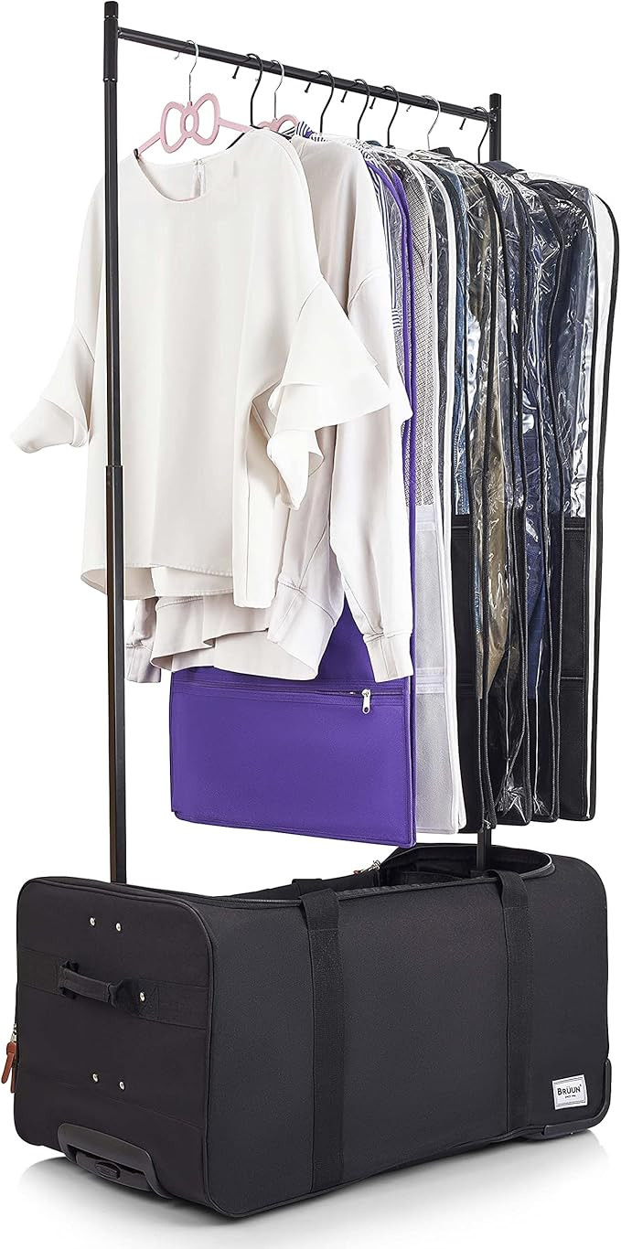 BRUUN Large Size Duffel Bag – Black Colored Dream Rolling Carrier with Garment Rack and Wheels ... | Amazon (US)