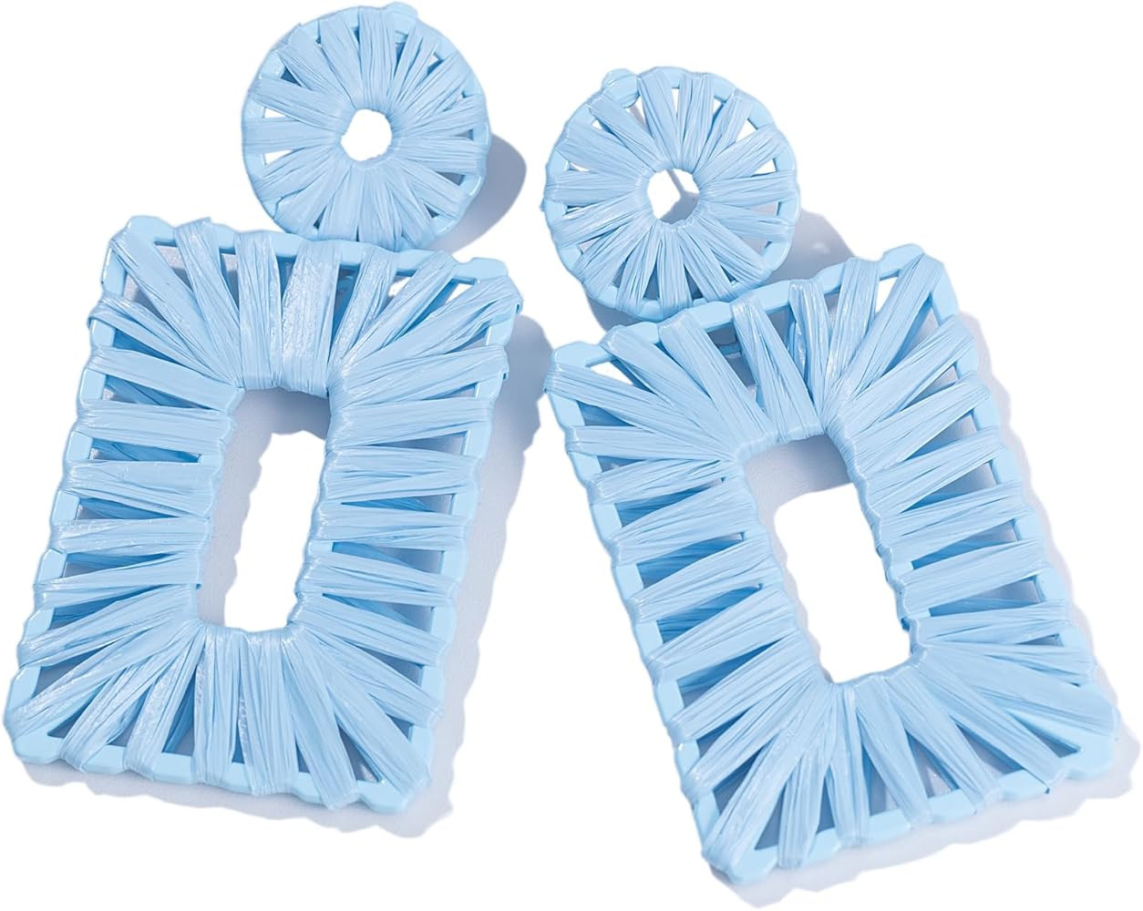 Statement Raffia Earrings Boho Square Drop Earrings Geometric Dangle Earrings for Women Gift Jewe... | Amazon (US)