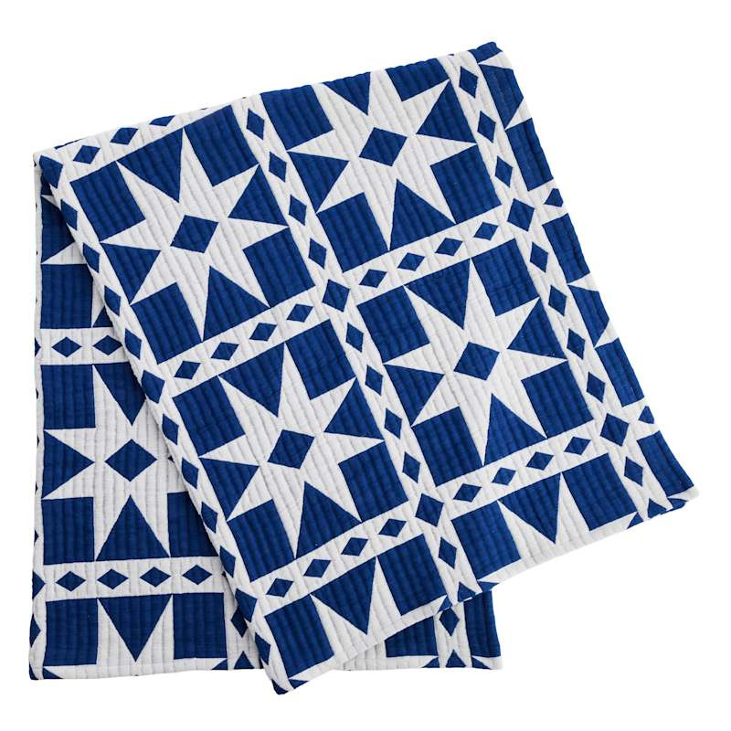 Blue & White Textured Jacquard Matelass\u00e9 Throw Blanket, 50x60 | At Home