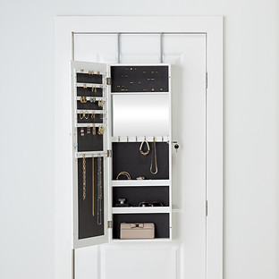 Overdoor Mirrored Jewelry Organizer White | The Container Store