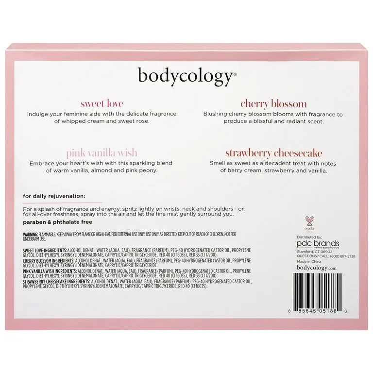 Bodycology Fan Favorite Body Mists Fragrance Set, 4 PieceS - Walmart.com | Walmart (US)